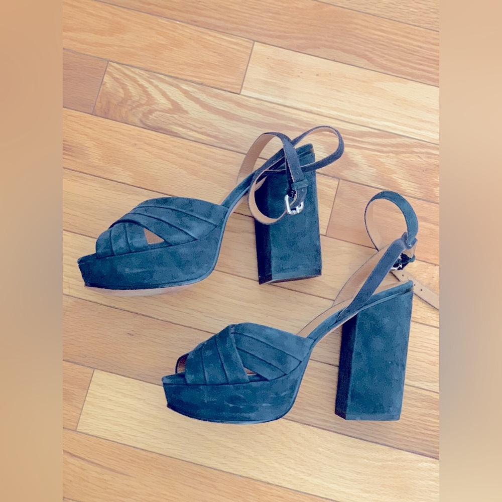 Coach open toe platform heels